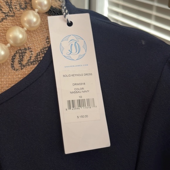 👗NWT👗 - Draper James Solid Keyhole Dress navy blue size 10 - Picture 3 of 13